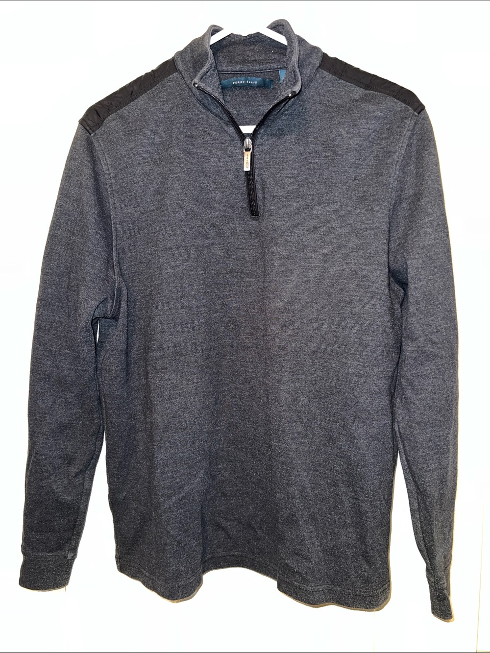Perry Ellis Men’s Charcoal Gray Quarter-Zip Pullover